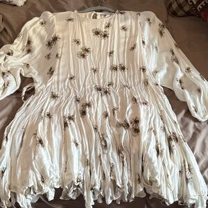 Floral Print Women's Dress - Cream